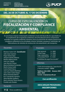 Curso de Especialización en Fiscalización y Compliance Ambiental